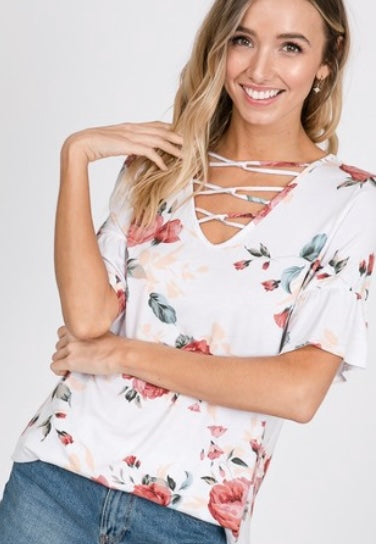 Floral Criss Cross Top