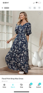 Navy Floral Wrap Dress