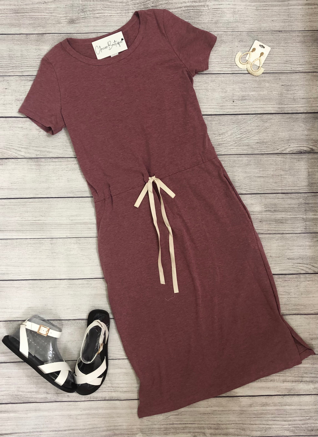 Marsala Drawstring Dress