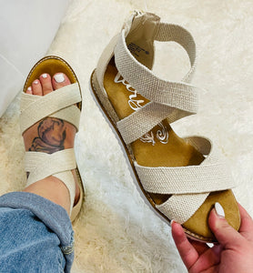 Very G Cream Wedge Sandals