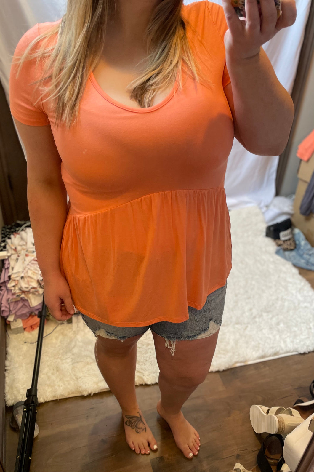 Coral Babydoll Top