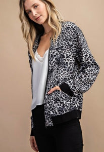 Grey Leopard Bomber Jacket