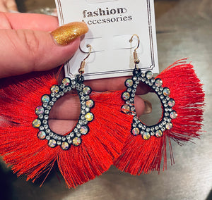 Red Tassel Earrings