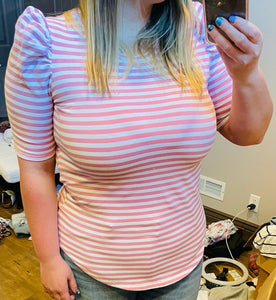 Pink and White Striped Top