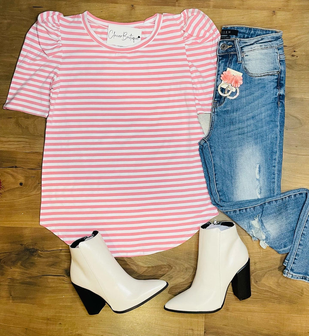 Pink and White Striped Top