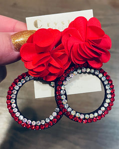 Red Flower Earrings