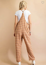 Load image into Gallery viewer, Camel Plaid Overalls
